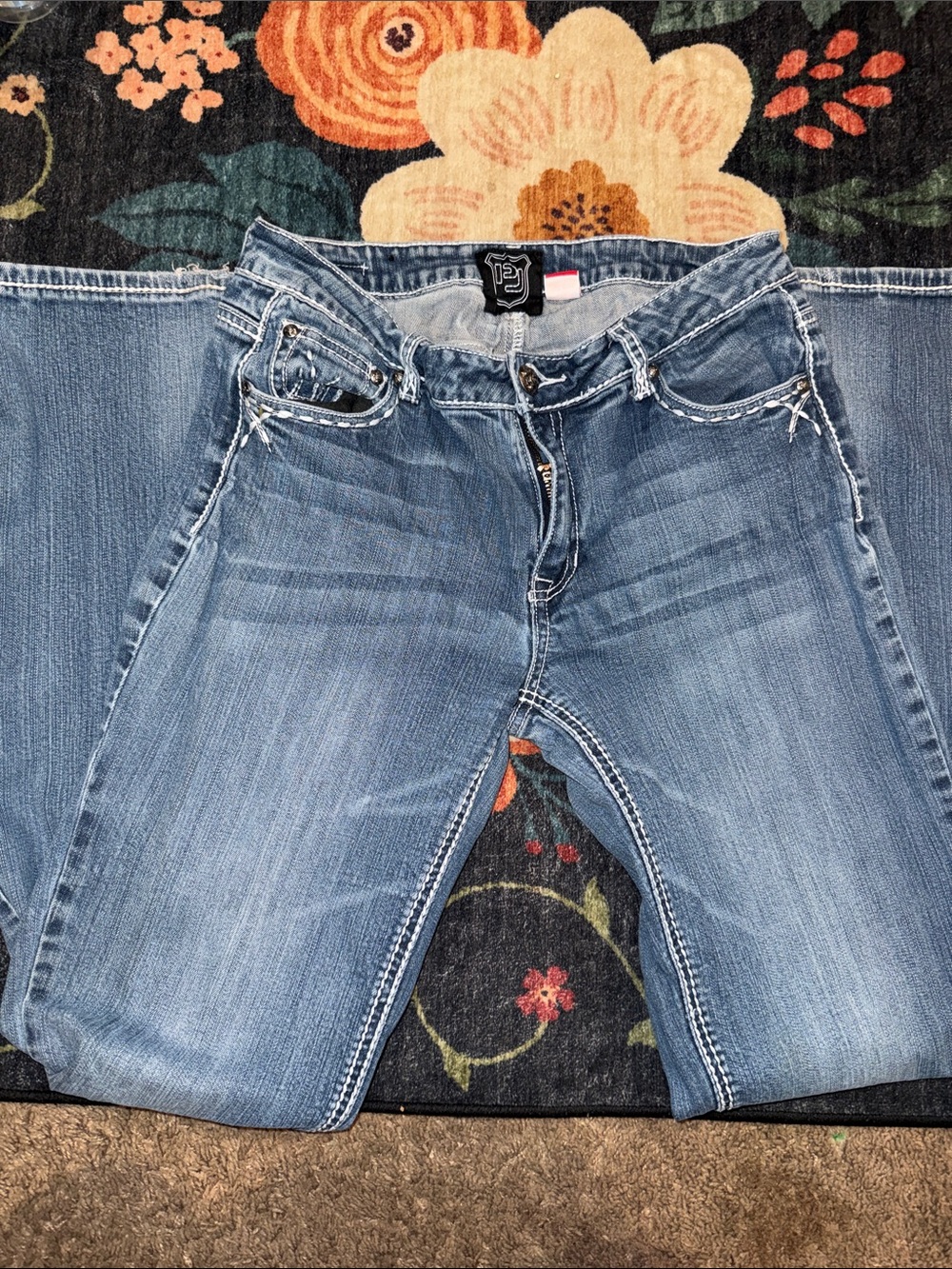 Petrol Kennedy Mid Rise Bootcut Jeans Studded